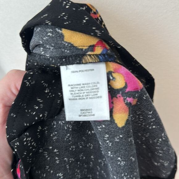 BP. Top Boxy Button Front Flare Sleeve Casual Floral Shirt Womens Medium - Picture 5 of 7